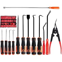Hook and Pick Set with Case 13 Pcs - Clip Pliers & Fastener Remover, Gasket Scraper Tool, Magnetic Pick Up Tool, for Hose Removal Puller and Auto Upholstery Combo Repair Kit