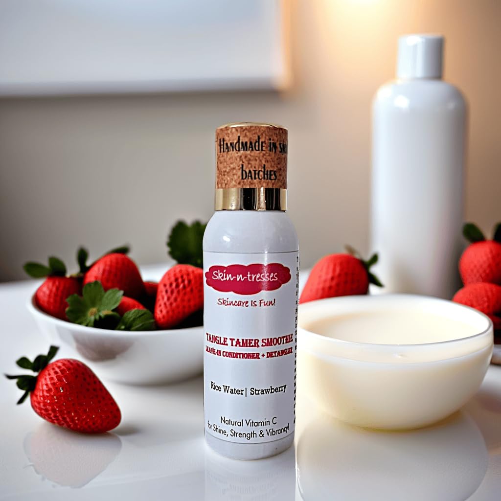Skin-n-tresses Tangle Tamer Smoothie Leave-in Conditioner + Detangler| Rice Water, Strawberry & Papaya| Natural Vitamin C Enriched Kids' Hair Care| 3 yrs &+| Handmade in Small Batches-image-20