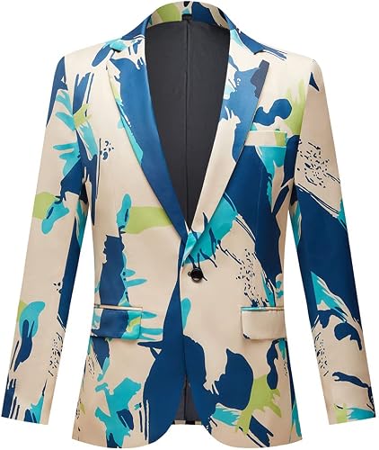 CARFFIV Chaqueta de Hombre Slim Fit con Estampado a la Moda para Hombre, para Fi