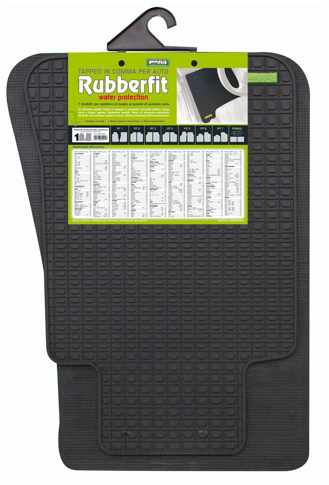 Cora 000134001 Coppia Tappeti Anteriori Rubberfit Fit-1, Nero