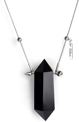 Black Obsidian Point Necklace Adjustable Healing Crystal Pendant Necklaces Natural Gemstone Stone Jewelry for Men Women