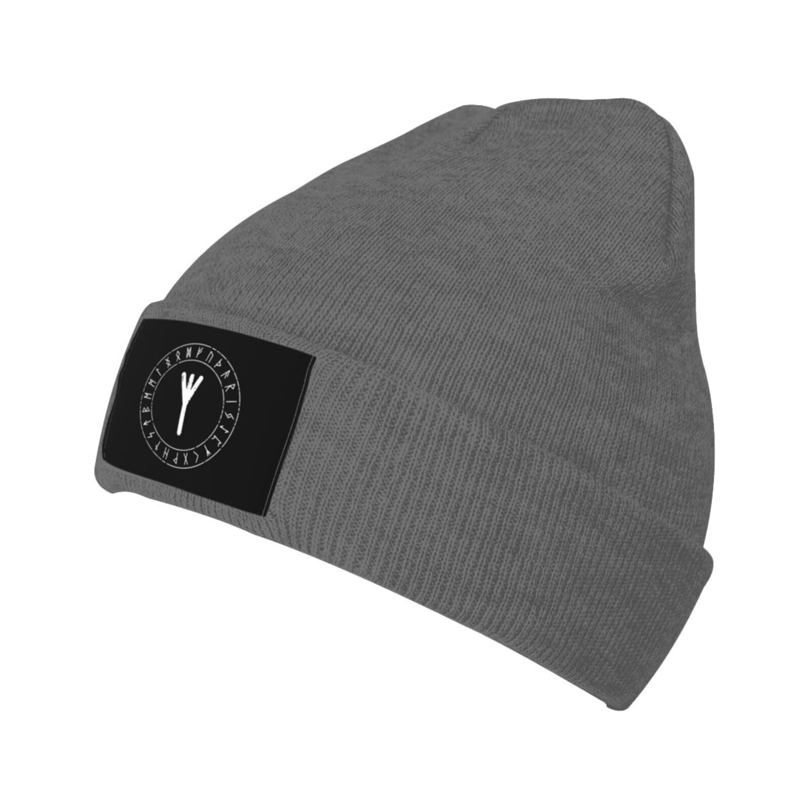 FOKAI Algiz Rune Winter Unisex Beanie Warm Thick Knitted Hat Soft Stretch Skull Hat Outdoor