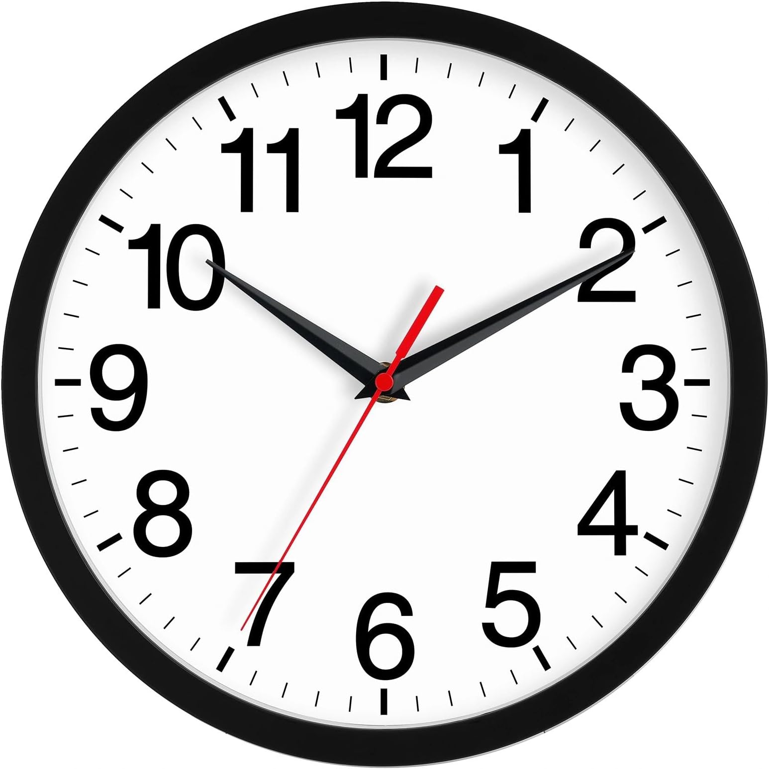 Rohioue Wall Clock Modern 10 Inch Black Battery Operated Silent Non Ticking Analog for Living Room Office Home Bedroom Kitchen Bathroom