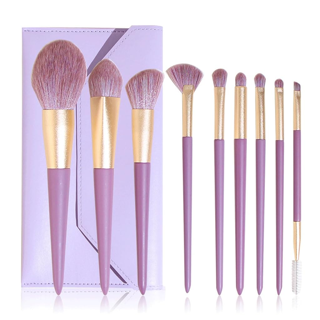 Set pinceaux maquillage comprenant brosse à poudre et applicateurs yeux