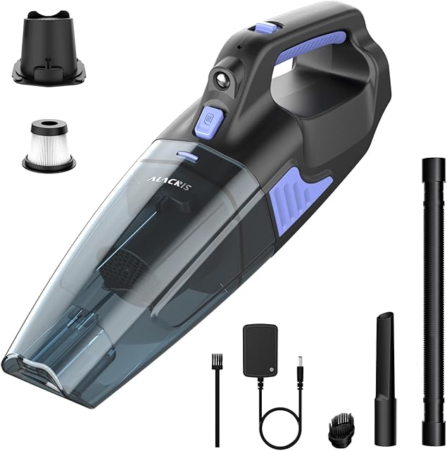 ALACRIS Handheld Vacuum Cleaner, 16000PA Strong Suction Cordless Vacuum Hoover Rechargeable, Up to 40min Runtime Handheld Hoover for Wet & Dry Cleaning, for Home, Pet, Car and Office