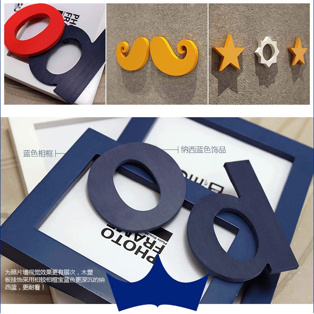 10Pcs Cornice per Foto in Legno massello Foto Creativa Parete/Cornice Combinazione Parete/Cornice -142 * 68 cm- Blu + Bianco