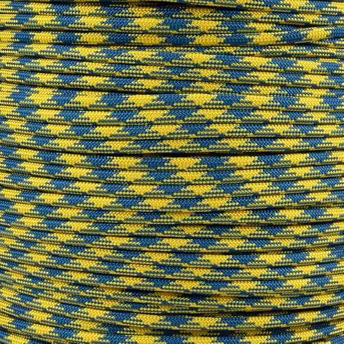 Paracord Planet 50 Foot Hanks of 550 Type III 7 Strand Paracord (Blue & Yellow 50 Feet)