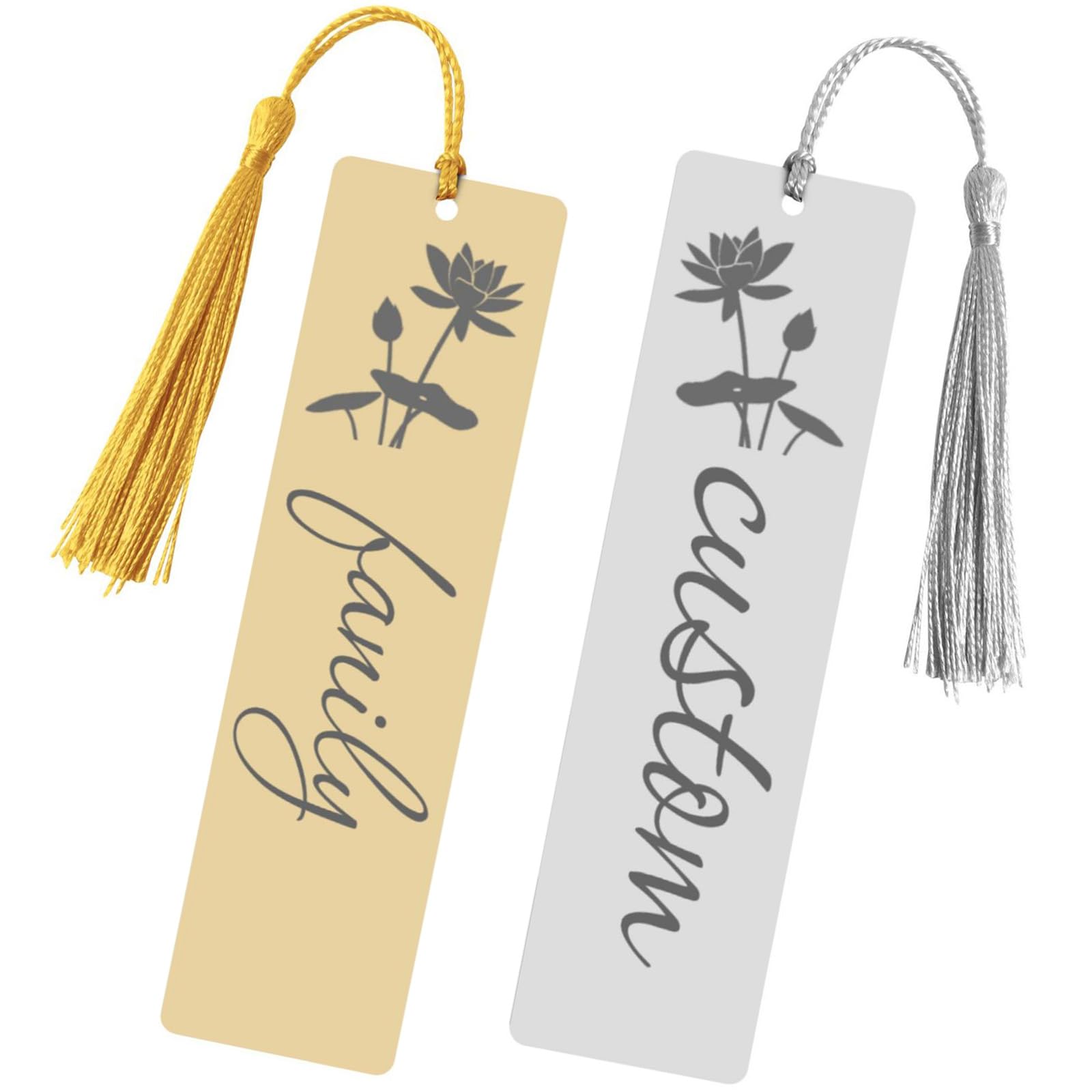 OMNRELM Personalised Photo Bookmark with Text, Custom Metal Bookmark with Colour Tassel, Aluminium Book Marker Gift for Mum Dad Girlfriend Boyfriend Teacher Book Lovers (Text B) — image 1