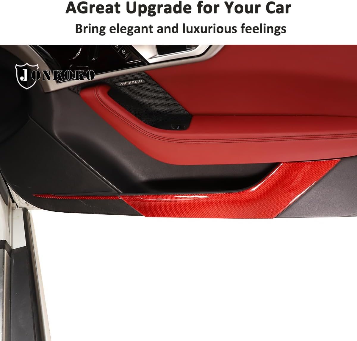 Real Carbon Fiber Interior Door Panel Trim Anti Kick Sticker for Jaguar F-Type 2013-2024 Car Interior Door Panel Trim Stickers 2pcs (Red, Door Anti-Kick Trim)
