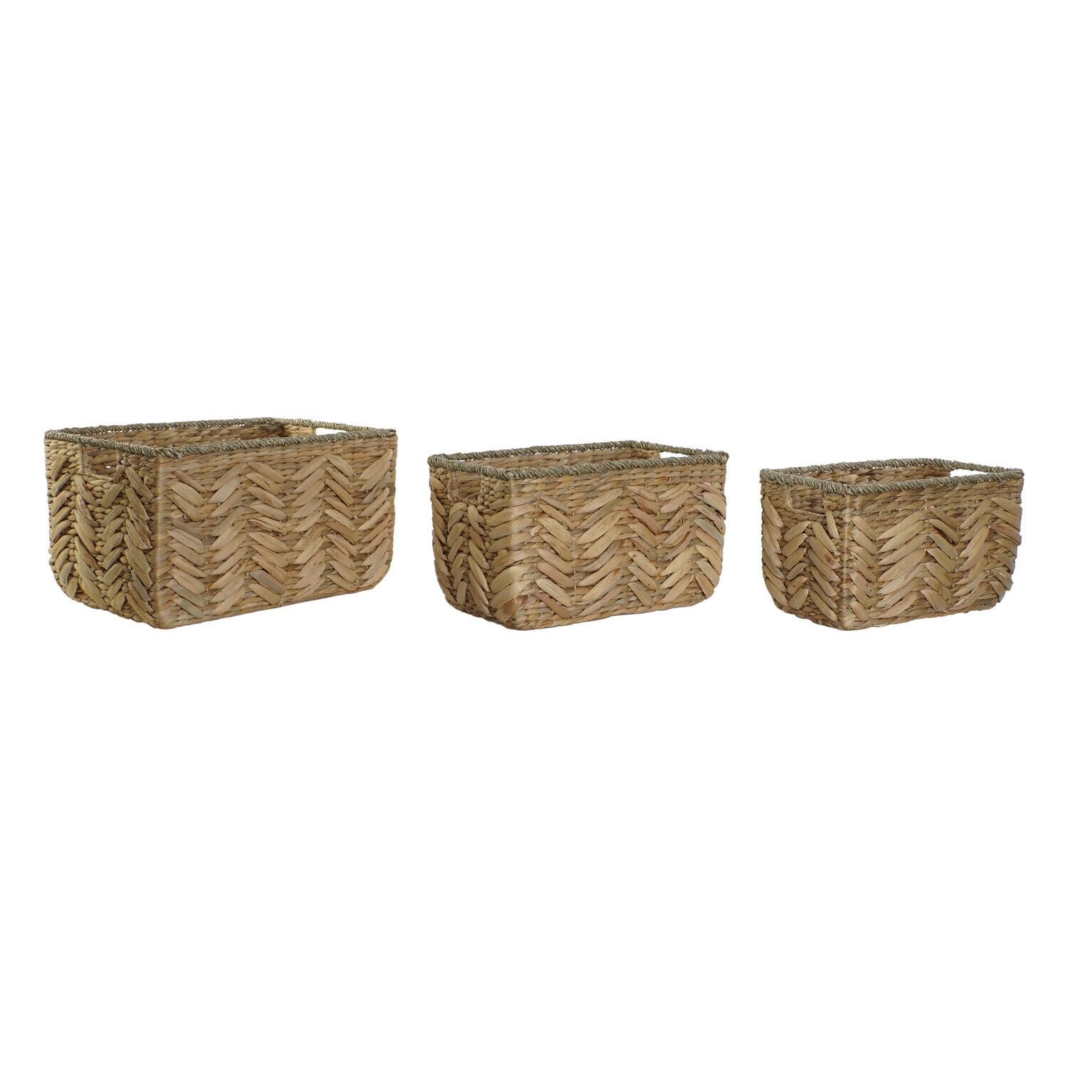 Basket Set of 3 Seagrass Fibre 44.5 x 32.5 x 27.5 cm Natural