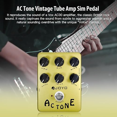 Miniatura 34 de JOYO Pedal de distorsión de alta ganancia de AC/DC Crunch a Heavy Metal con ecualizador de rango completo para efecto de guitarra eléctrica - Bypass