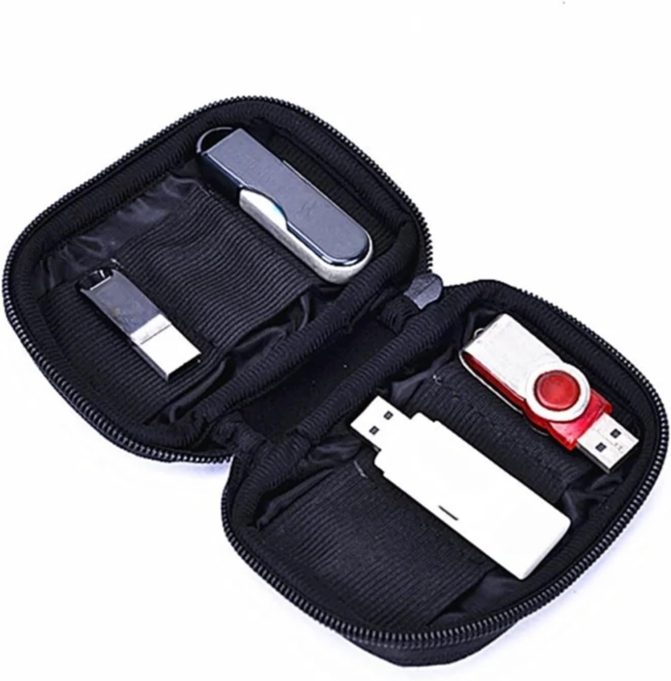 Flash Drive Case 4pcs U Disk Bag Protective Holder Flash Drives Zipper USB Case Travel Storage Portable Organizer Dustproof Durable Shockproof Tools for Home Office Client Meetings(Large)