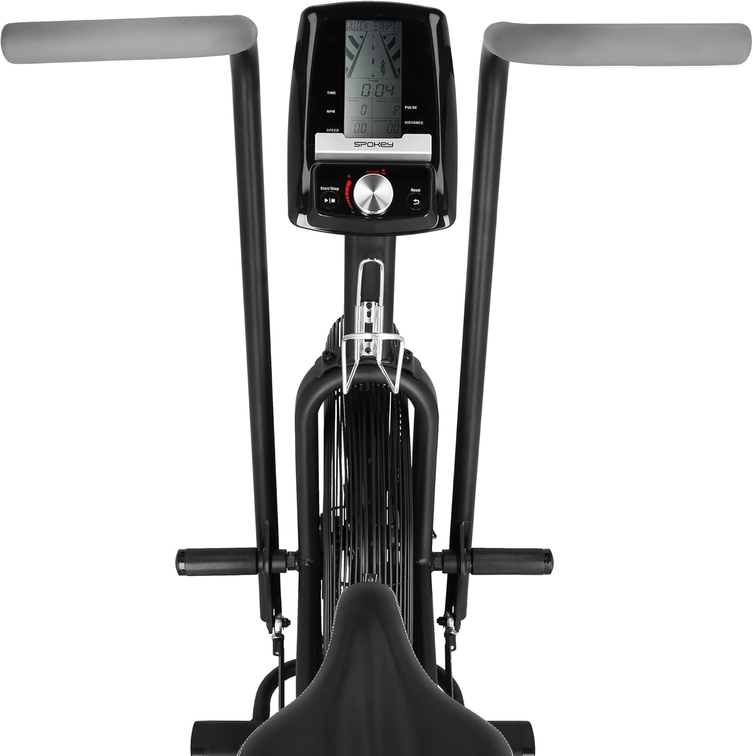 Top view of Spokey VECTOR Air Exercise Bike console and handlebars