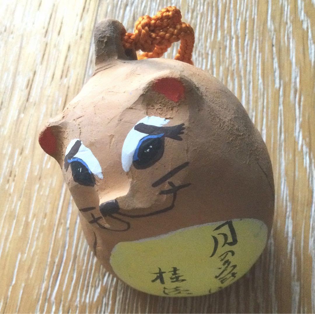 たぬき狸土鈴陶器オブジェ置物インテリア工芸品美術品A1365