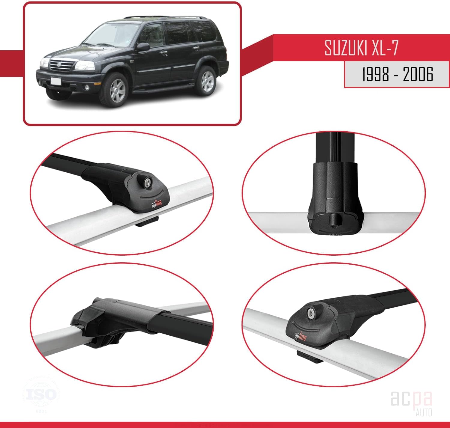 Compatible with Suzuki XL-7 1999-2006 Roof Rack ACE-1 Roof Rack Pack Rack Black