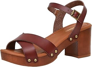 Slate Faux Wooden Heel Sandal, Comfortable Platform Sandals with Chunky Heels for Women, Wide Widths Available