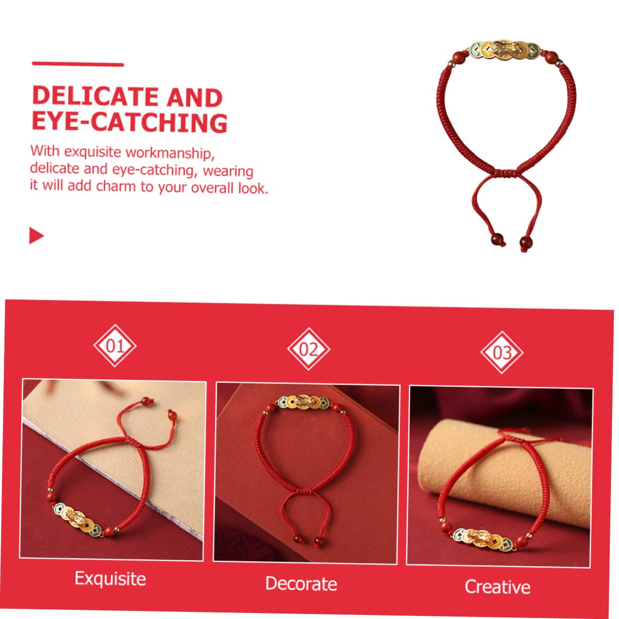 5 Piezas Pulsera Cuerda De Muñeca Tejida Accesorios Mujer Joyería De La Amistad Vestido De Discoteca Pendientes Disco De Amistad Cordón De Muñeca Rojo Cuerda