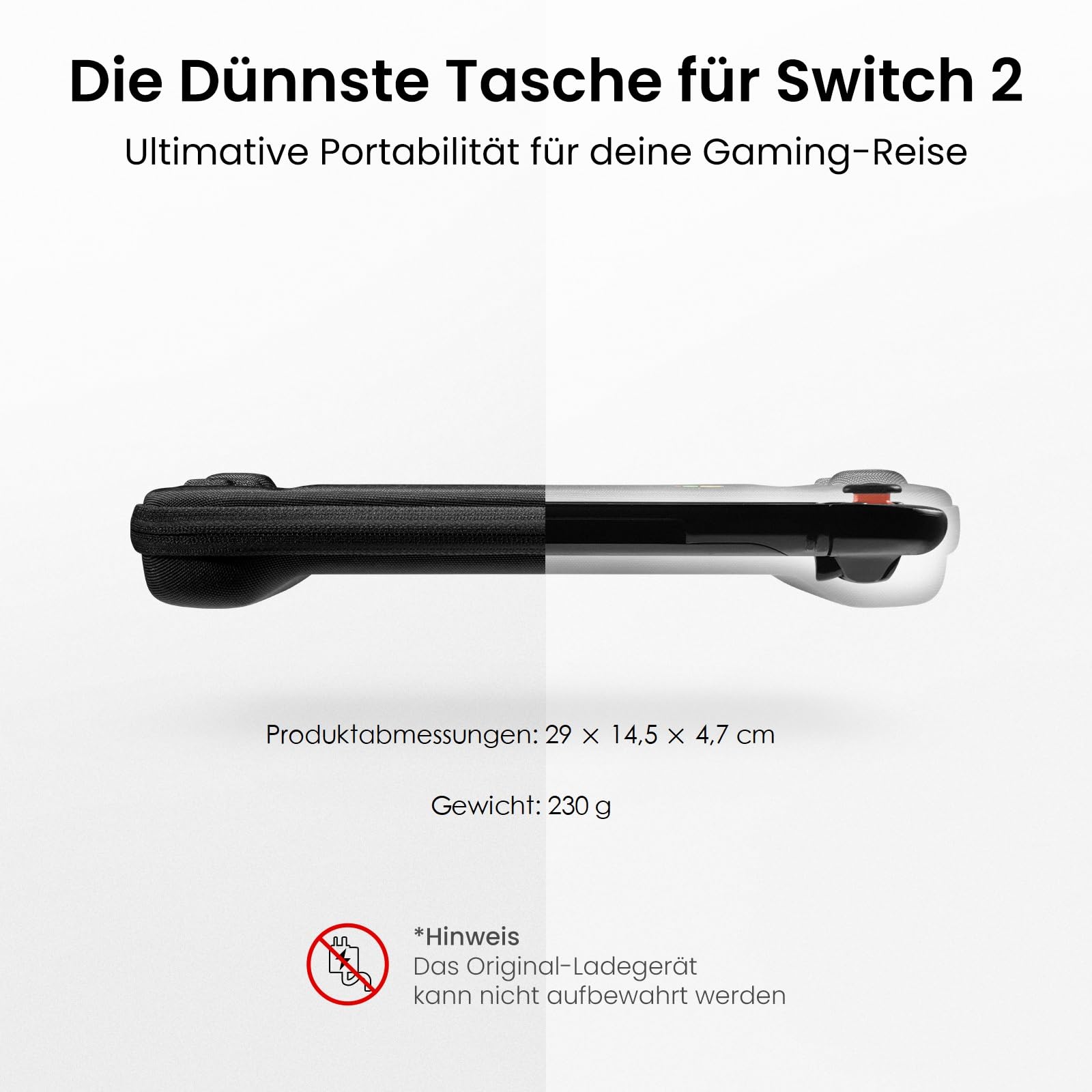 tomtoc Slim Tasche Kompatibel mit Nintendo Switch 2 (2025), Geruchlos Ultradünn Case für Konsole und 12 Spiele, Hartschalenetui Schutzhülle Tragetasche mit Original-Patent und Militärstandard-Schutz