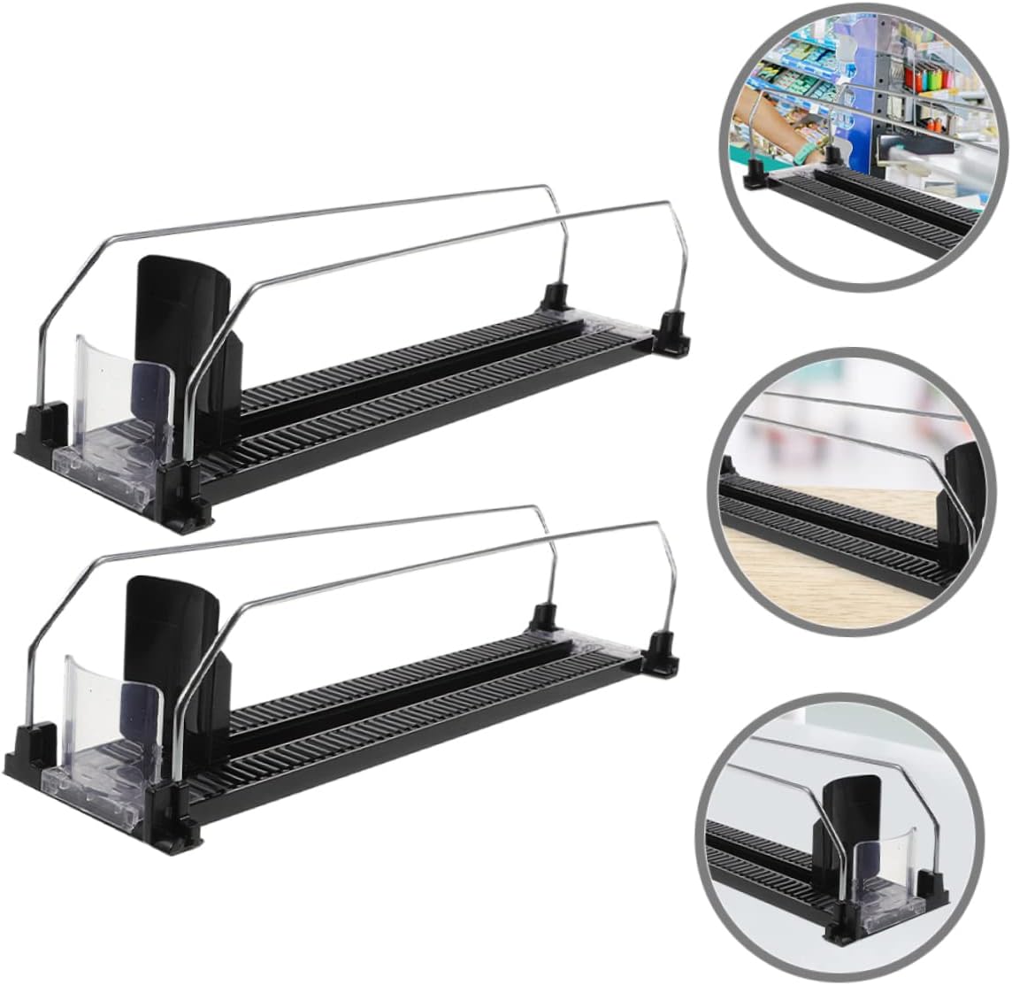 Cabilock 2pcs Refrigerator Drink Organizer Automatic Soda Dispenser Insulated Water Bottle Pusher Steel Plastic Material Easy to Install and Use