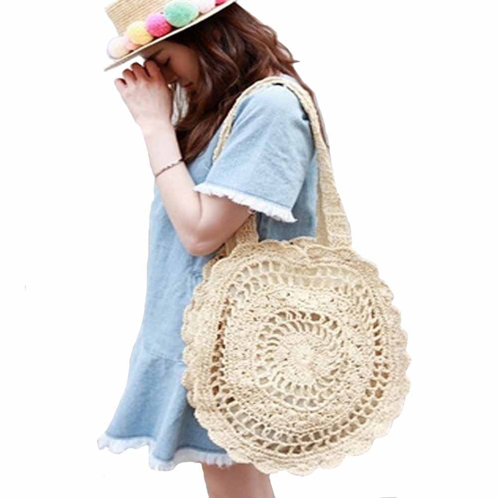 FiveloveTwo Womens Lightweight Handmade Handbag Large Crochet Shoulder Summer Bag Shopper Top Handle Tote Purse