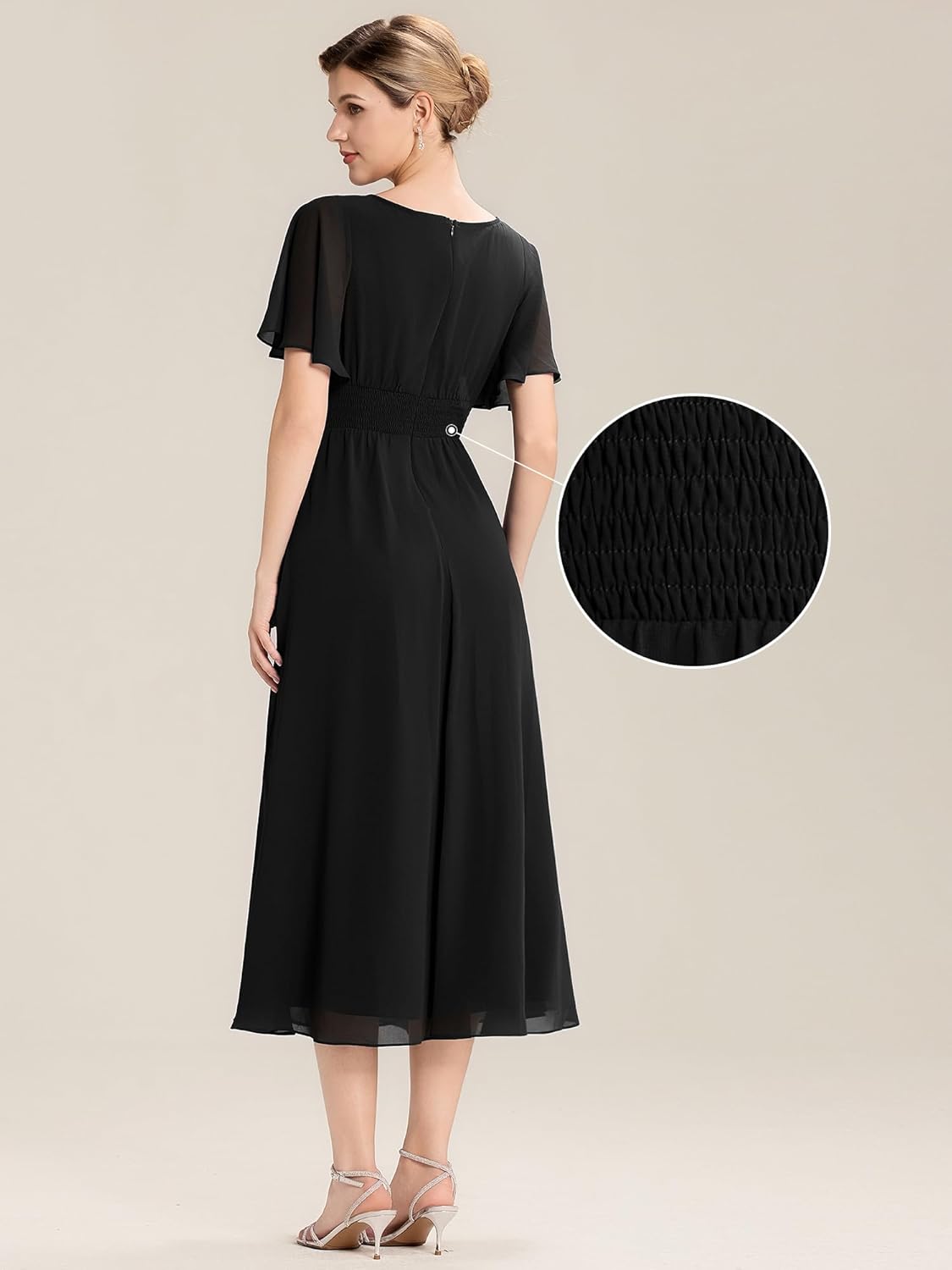 Ever-Pretty Women's Maxi Chiffon Formal Mother of Bride Dress A-Line Asymmetrical Neck Rhinestone Wedding Guest Dresses 02463 - Image 2