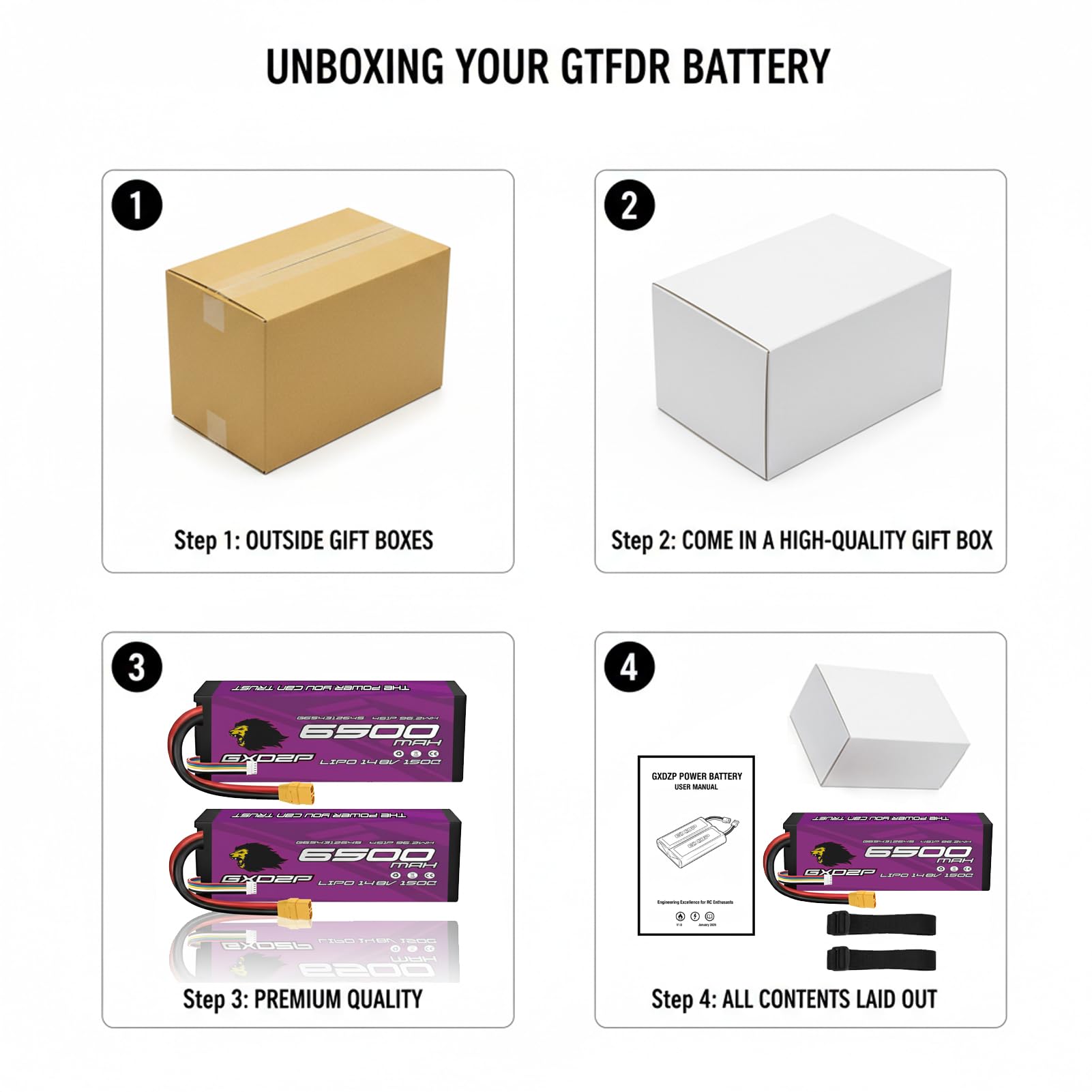 4S LiPo Akku 6500mAh 14,8V 150C Hardcase XT90 Stecker Hochleistungs RC Batterie für Auto LKW Buggy Flugzeug 1/10 1/8 Scale Modellbau 2 Pack HV
