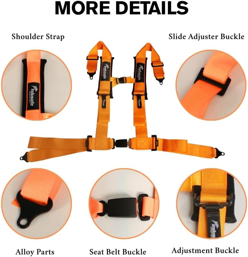 4 Point Harness with 3 Inch Padding, Ez Buckle Technology Safety Harness Compatible with SxS,UTV,Go Cart, Buggy