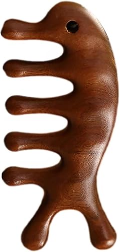 Masajeador de cuero cabelludo de sándalo, peine Gua Sha, herramientas para el cuero cabelludo, masajeador manual del cuero cabelludo, masajeador de