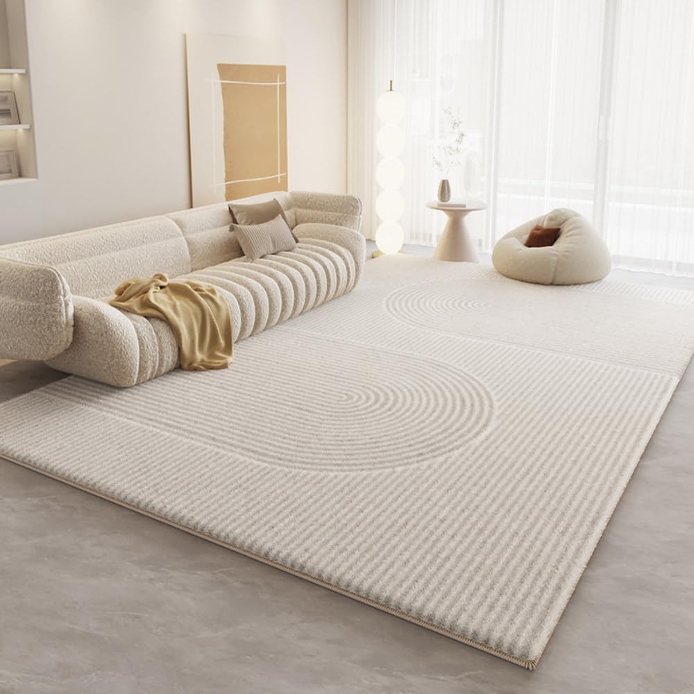 Grand tapis de salon style crème pour une ambiance chaleureuse
