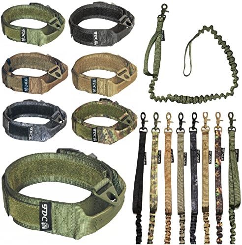 Dog Tactical COLLAR with LEASH Bungee Handle HEAVY DUTY Training Military Army Molle WIDTH 1.5in Plastic Bu…