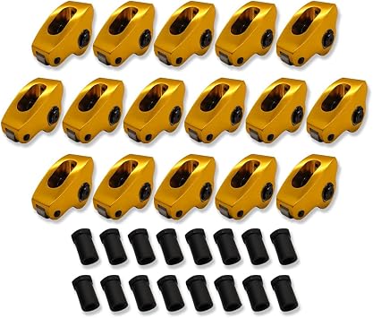 16pcs Roller Rocker Arms 1.6 Ratio 3/8" Stud for SBC Gold Aluminum