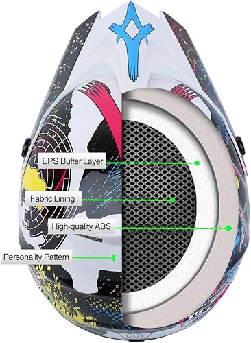 Miniatura 5 de Casco de motocross, casco de cara completa todoterreno con guantes para adultos, jóvenes, unisex, aprobado por DOTFMVSS 218, talla M