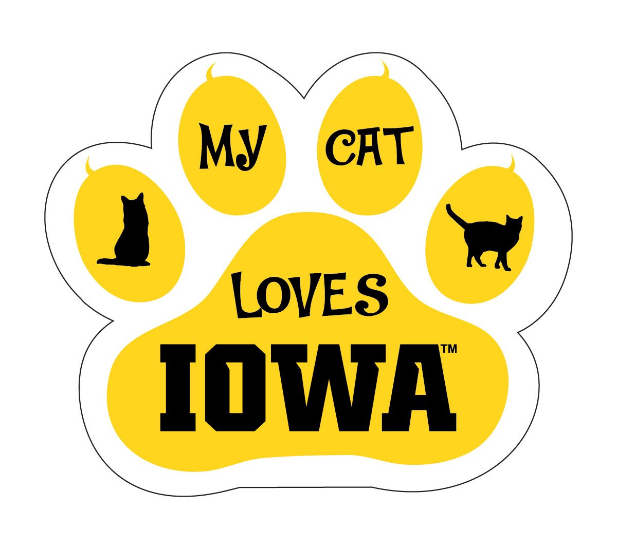 Iowa Hawkeyes Cat Lover Paw Magnet Officially Licensed Collegiate Product