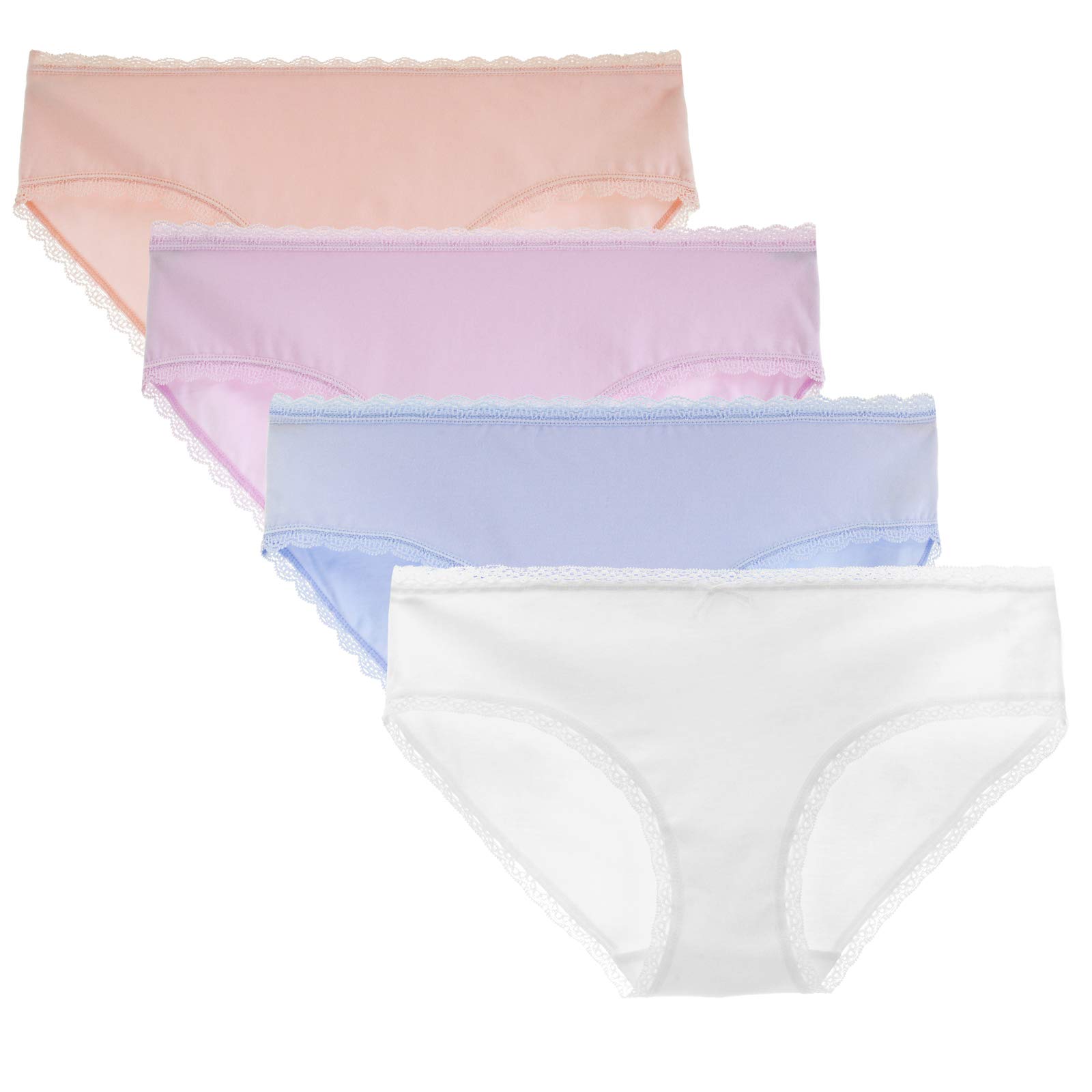 LIQQY Women's Cotton Knickers Lace Trim Underwear Breathable Hipster Panties Ladies Underwear Multipack (Medium, Multi)