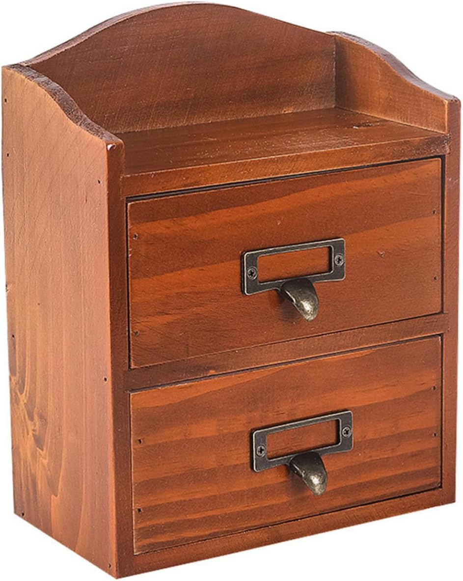 Desktop Drawer Storage Box, Wooden Desk Organizer for Household