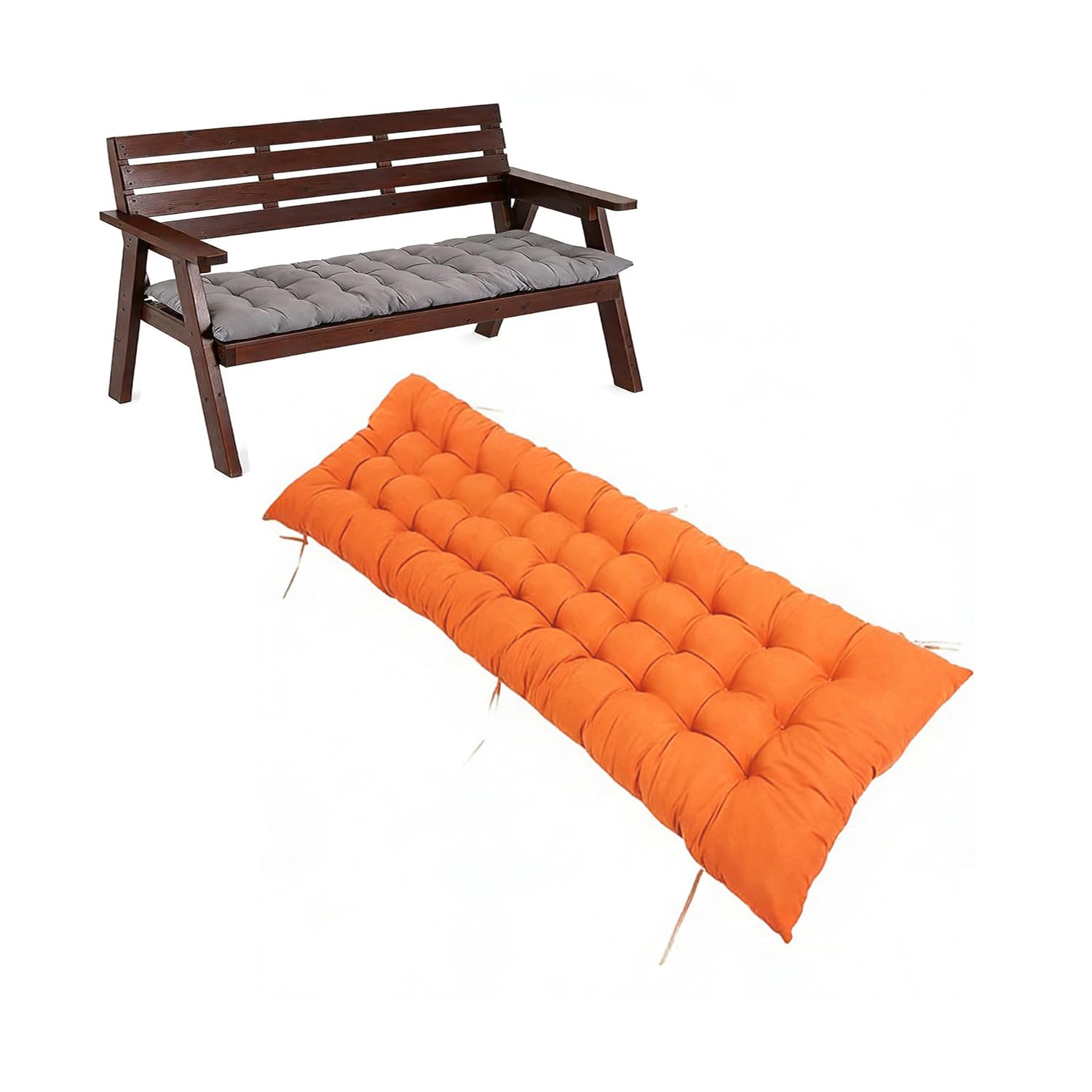 Pongpai Garden Bench Cushion for Indoor Outdoor Furniture, Soft Thick Seat Pad for Bay Window/Sofa/Loveseat, Non-slip, Easy Clean (Orange,48x170cm)