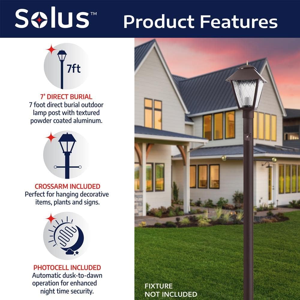 Review Solus SP7-320-BZ 7' Outdoor Direct Burial Lamp Post with Cross Arm & Auto Dusk-Dawn Photocell, Fits 3 Post Top Fixtures, Includes Inlet Hole, Easy to Install, Corrosion & Weather Resistant, Bronze Crazy Deals Solus SP7-320-BZ 7' Outdoor Direct Burial Lamp Post with Cross Arm & Auto Dusk-Dawn Photocell, Fits 3 Post Top Fixtures, Includes Inlet Hole, Easy to Install, Corrosion & Weather Resistant, Bronze