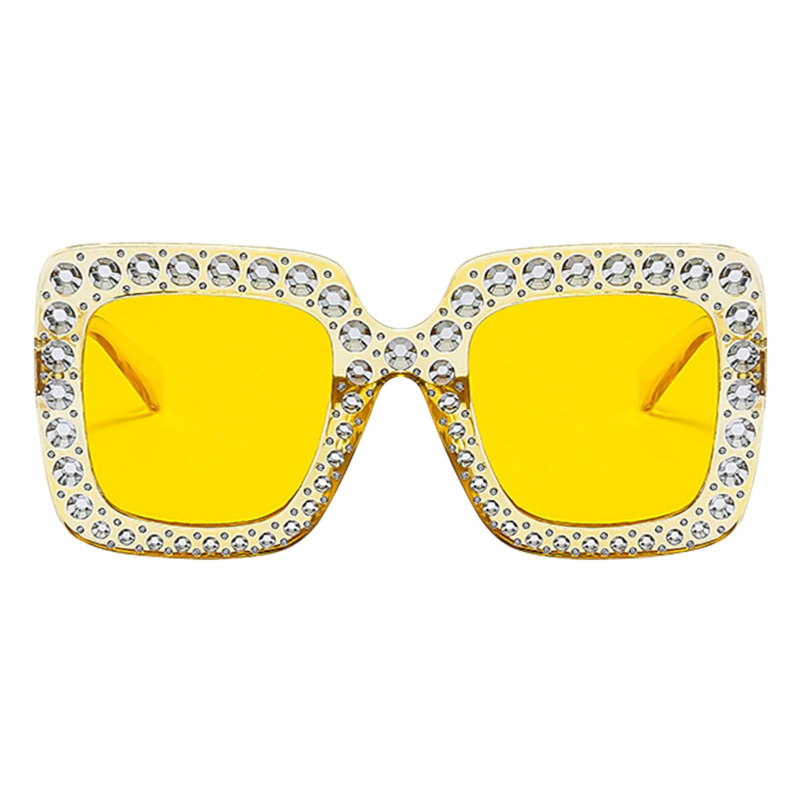 Lunettes de soleil tendance avec strass monture carrée pour femme