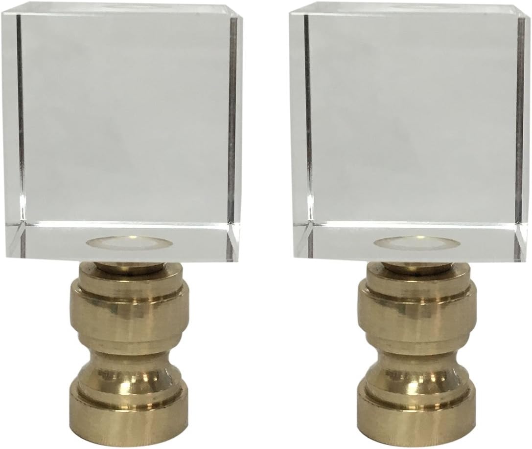 Royal Designs, Inc. Cube K9 Crystal Finial for Lamp Shade, F-5041C-1, Polished Brass