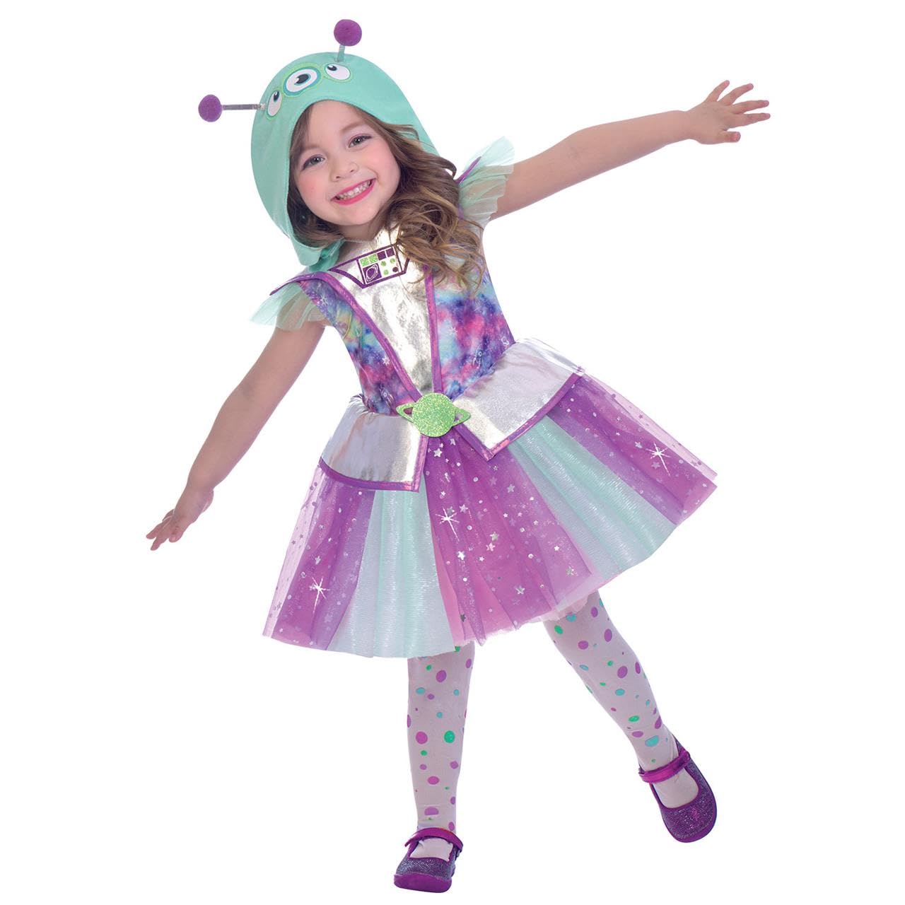 amscan Childs Girls Adorable Alien Halloween Fancy Dress Costume