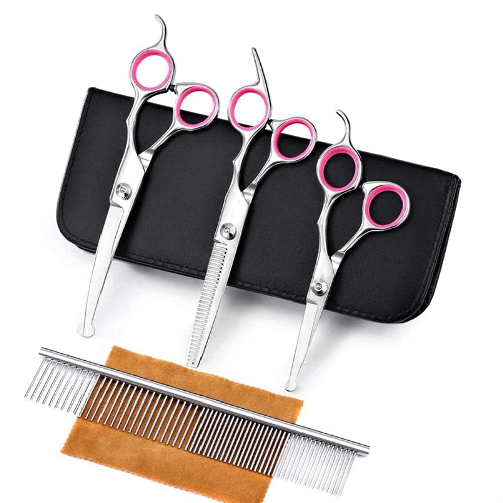 UKKO Ciseaux pour Chien Ciseaux De Toilettage pour Animaux De Compagnie Sertie d'une Pointe Ronde De Sécurité, Kit De Ciseaux De Toilettage pour Chiens pour Chiens-As Show
