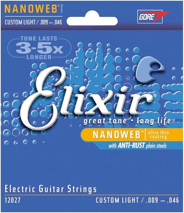 BULK 12-sets Elixir Nanoweb Custom Light Gauge Electric Guitar Strings (# 12027)