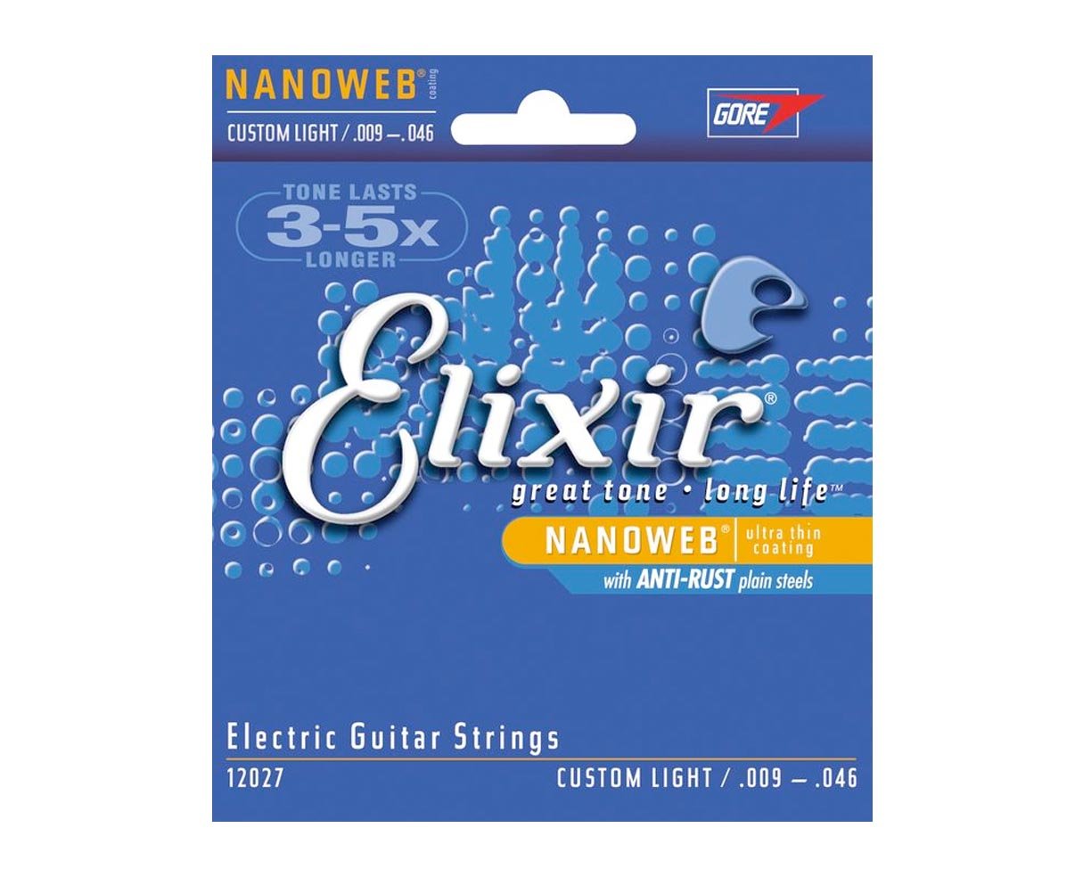 BULK 12-sets Elixir Nanoweb Custom Light Gauge Electric Guitar Strings (# 12027)
