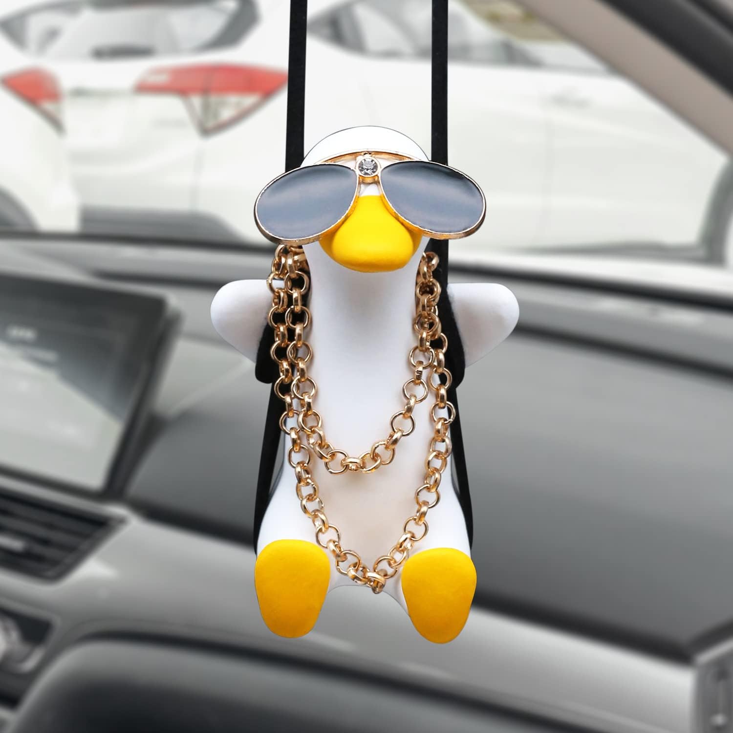 White duck with sunglasses