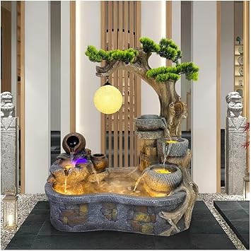 Outdoor Water Fountain Water Fountain- Indoor Outdoor Floor Standing Fountain Waterfall, Fountains Garden for Patio Backyard Porch Home Art Decor(Medium)