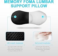 Vista 3 de Almohada de apoyo lumbar Panduo para silla de oficina, almohada lumbar de espuma viscoelástica para alivio del dolor de espalda baja (Negro)