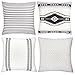Woven Nook Decorative Throw Pillow COVERS ONLY For Couch, Sofa, or Bed Set Of 4 18 x 18 inch Modern Quality Design 100% Cotton Stripes Geometric Sahara by