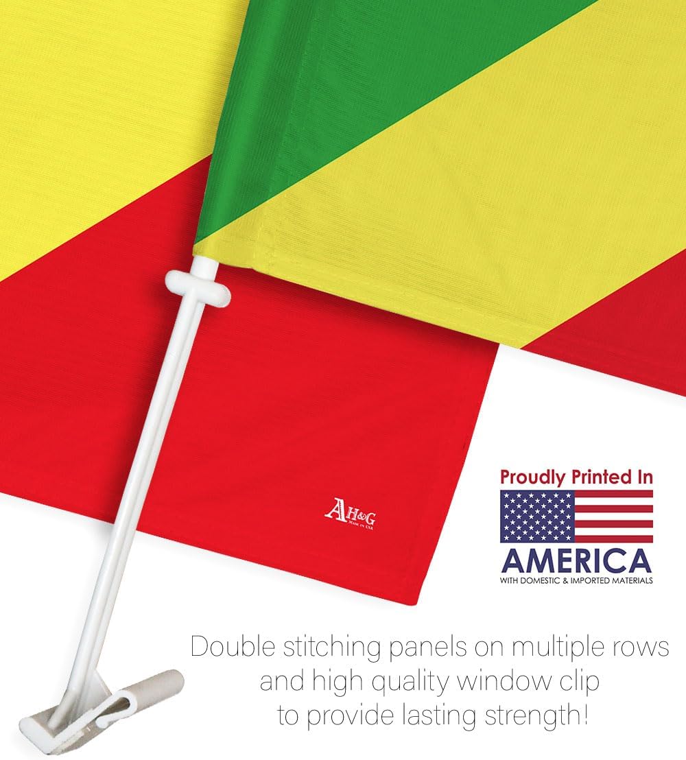 Team Republic of the Congo Car Flag Bandera Para Carros De Congolese Decor For Window Clip Mount Auto Accessories Sport Fan Gifts League Olympics Party Supplies Patriotic Decorations Made in USA