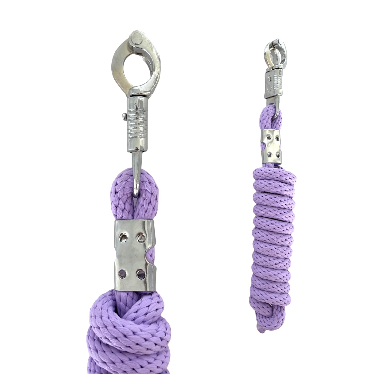 JA4004 Kunstfell Halfter Führstrick Set mit Panikhaken verstellbar Pferdehalfter Pferd Holzpferd Anbindestrick (Kunstfell Panikhaken Lavender, Pony)