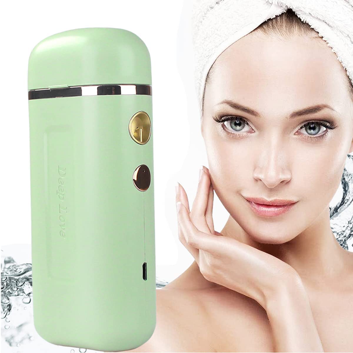 Portable Oxygen Facial Machine, Green, Serum Toner Skin Care Nano Mist Sprayer Facial Mister, High Constant Pressure Spray Facial Oxygen Machine, Face Care Deep Hydration